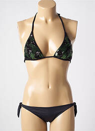 Maillot de bain 2 pièces stretch haut triangles noir GENIUS femme