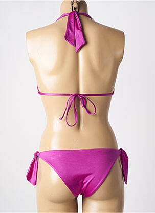 Maillot de bain 2 pièces stretch haut triangles rose GENIUS femme