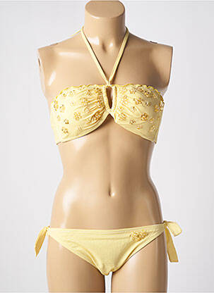 Maillot de bain 2 pièces haut bandeau haut bandeau jaune GENIUS femme