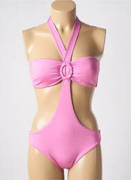 Maillot de bain 1 pièce effet matière satinée haut soutien-gorge avec mousse de rembourrage amovible rose GENIUS femme