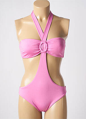 Maillot de bain 1 pièce effet matière satinée haut soutien-gorge avec mousse de rembourrage amovible rose GENIUS femme