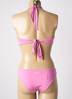 Maillot de bain 1 pièce effet matière satinée haut soutien-gorge avec mousse de rembourrage amovible rose GENIUS femme