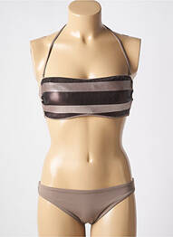 Maillot de bain 2 pièces stretch haut bandeau marron GENIUS femme