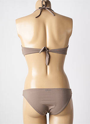 Maillot de bain 2 pièces stretch haut bandeau marron GENIUS femme