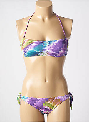 Maillot de bain 2 pièces stretch haut bandeau violet GENIUS femme