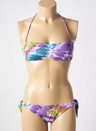 Maillot de bain 2 pièces stretch haut bandeau violet GENIUS femme