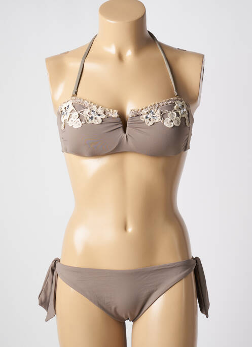 Maillot de bain 2 pièces marron GENIUS pour femme