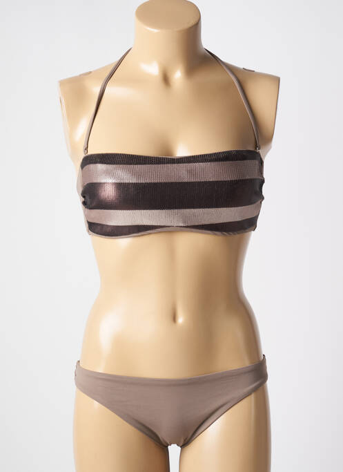 Maillot de bain 2 pièces marron GENIUS pour femme