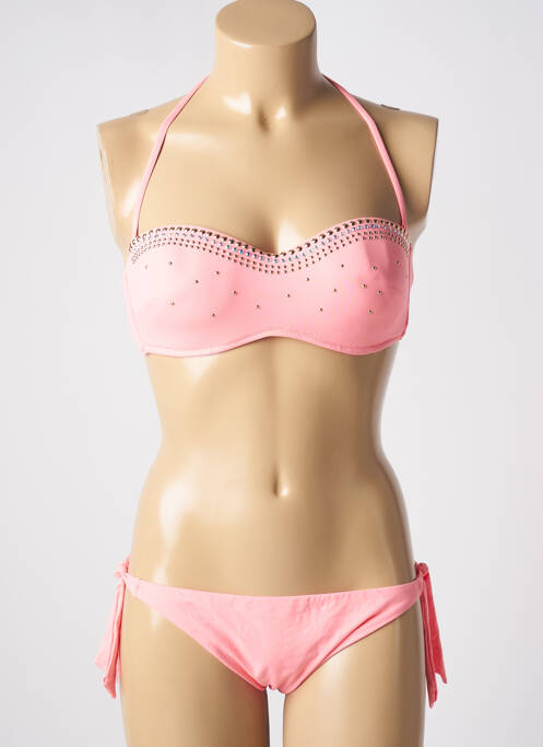 Maillot de bain 2 pièces haut bandeau haut bandeau rose GENIUS femme