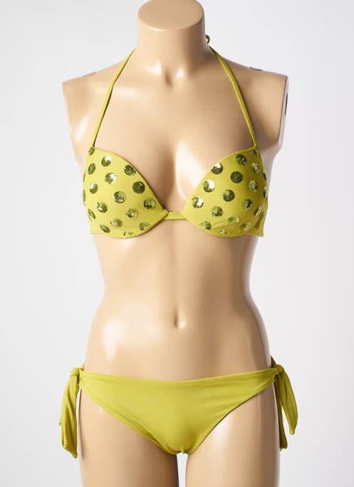 Maillot de bain 2 pièces stretch haut soutien-gorge avec mousse de rembourrage amovible vert GENIUS femme