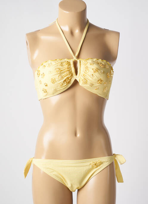 Maillot de bain 2 pièces haut bandeau haut bandeau jaune GENIUS femme
