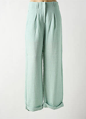 Pantalon large coupe fluide taille haute vert NÜ femme
