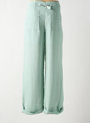 Pantalon large taille à pinces taille haute vert NÜ femme