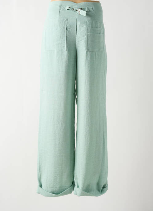 Pantalon large taille à pinces taille haute vert NÜ femme