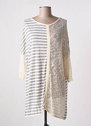 Pull coupe droite manches 3/4 beige NANA NUCCI femme