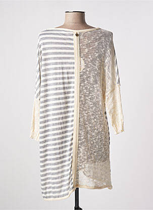Pull coupe droite manches 3/4 beige NANA NUCCI femme