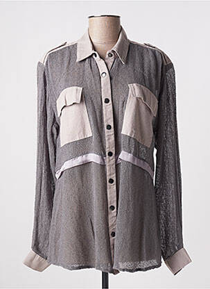 Chemisier coupe cintrée manches longues gris NÜ femme