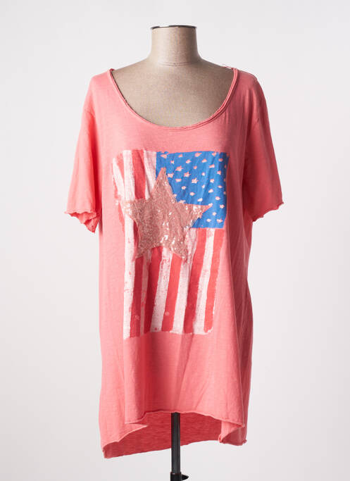 Tunique manches courtes rose PIMENT ROUGE pour femme