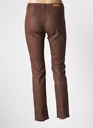 Pantalon chino fermeture zippée sous rabat boutonné taille normale marron HAPPY femme