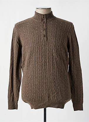 Pull stretch manches longues marron STOZZI ADRIANO homme