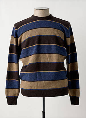 Pull tissage chiné manches longues marron HAROLD homme