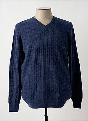 Pull col v manches longues bleu STOZZI ADRIANO homme