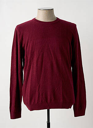 Pull tissage chiné manches longues rouge TIBET homme