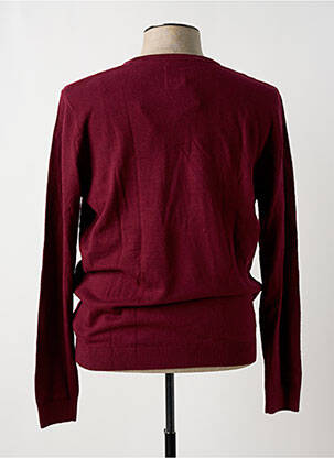 Pull tissage chiné manches longues rouge TIBET homme