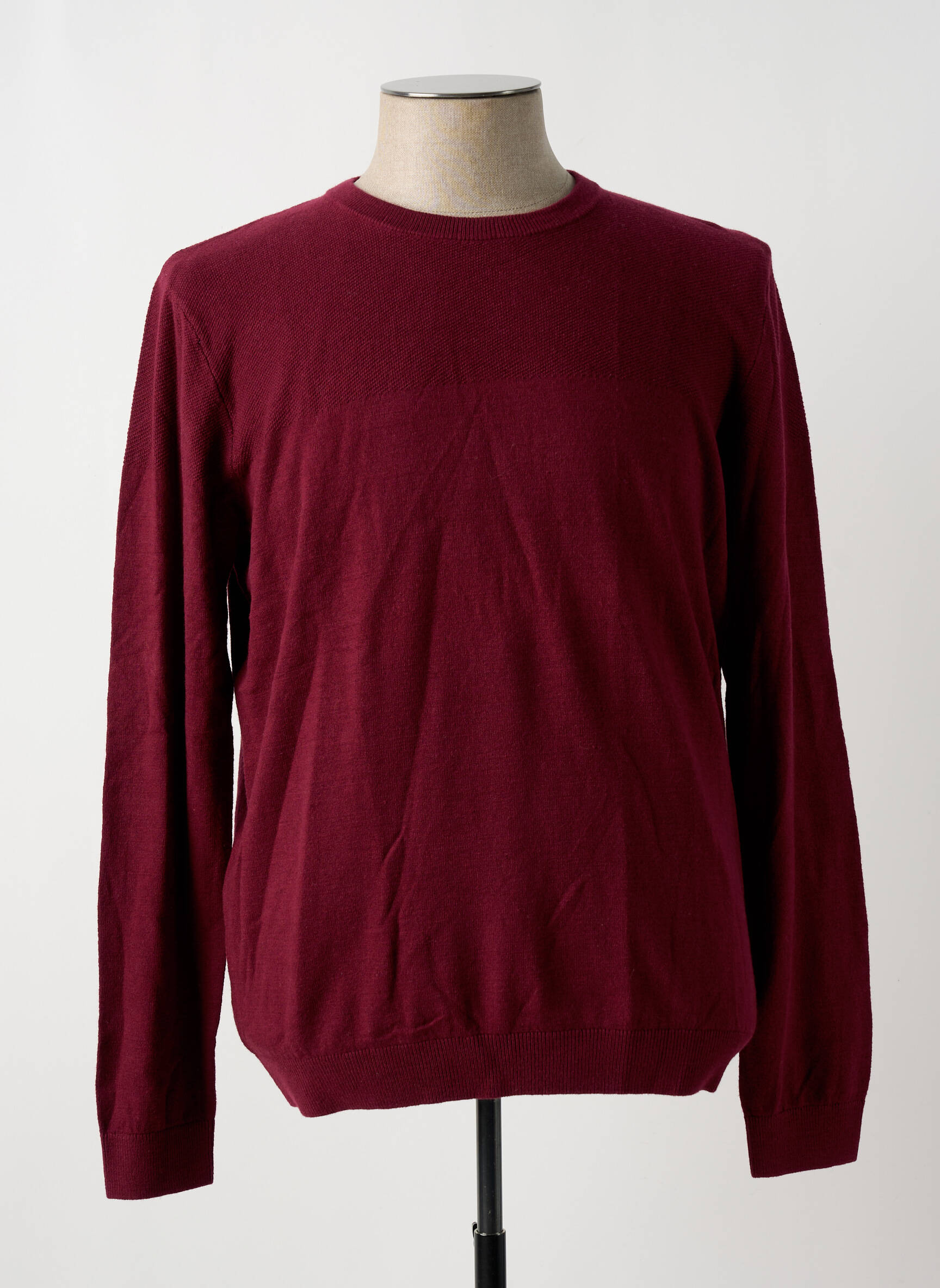 Pull tissage chiné manches longues rouge TIBET homme