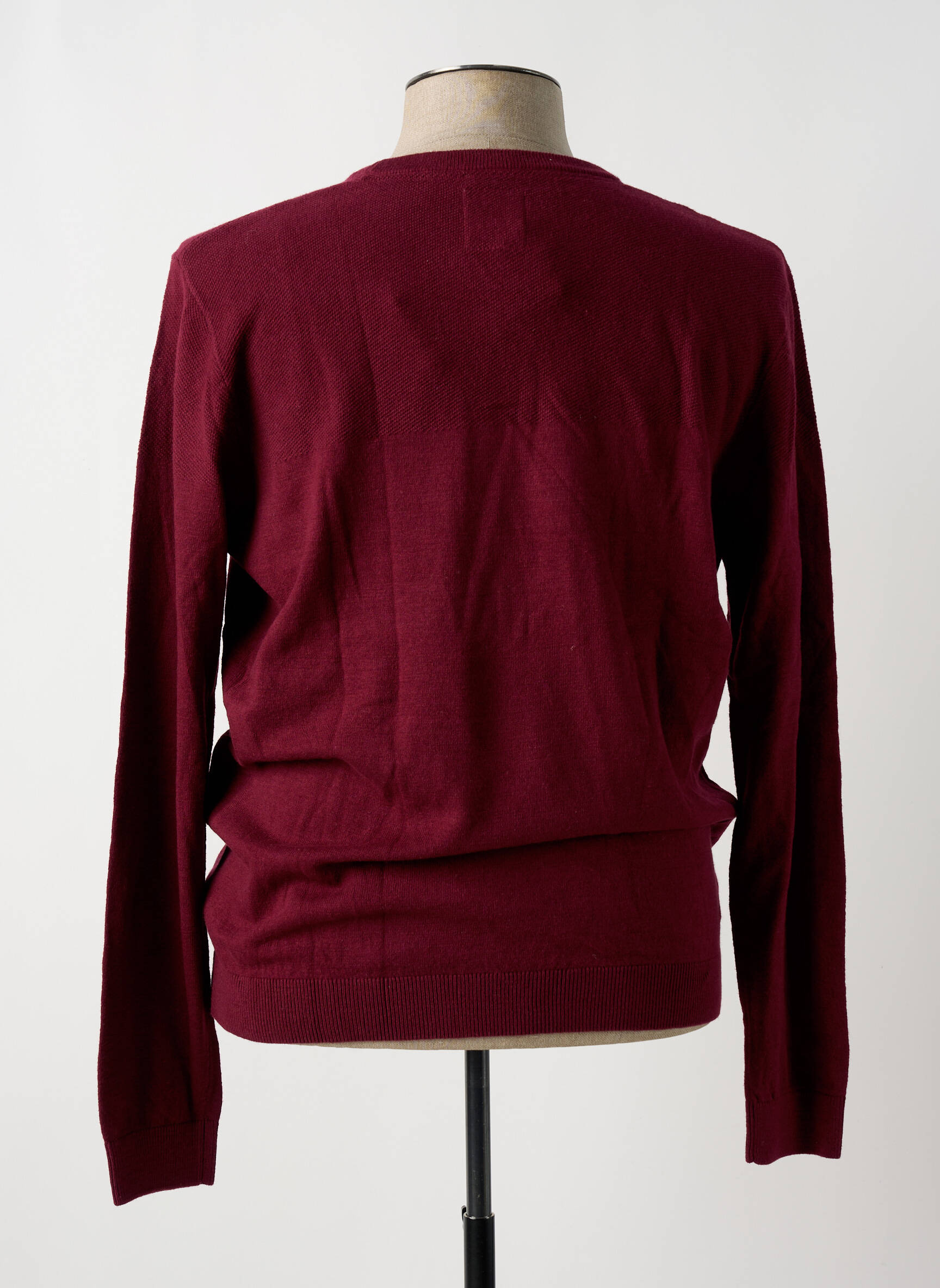 Pull tissage chiné manches longues rouge TIBET homme