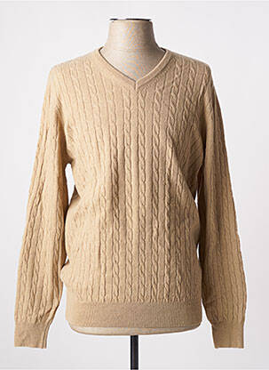 Pull col v manches longues beige STOZZI ADRIANO homme