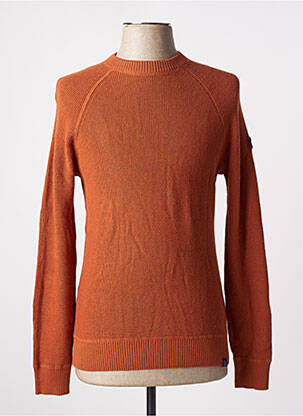 Pull maille souple et aérée manches longues orange TBS homme