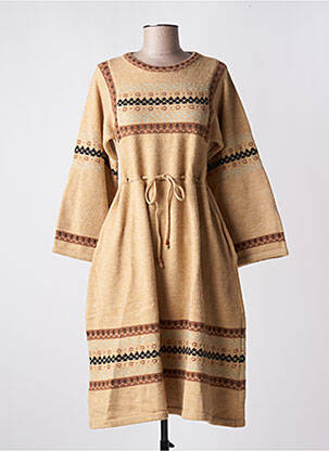 Robe pull tissage chiné manches longues beige MOLLY BRACKEN femme