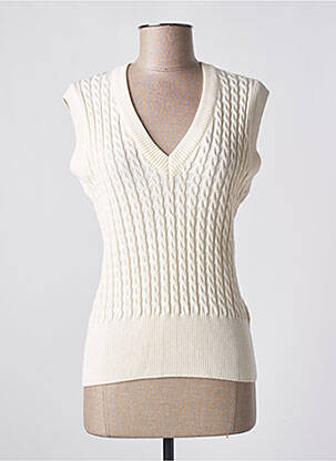 Pull col v sans manche beige MADEMOISELLE YEYE femme