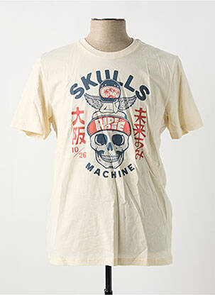 T-shirt beige SKULLS MACHINE pour homme