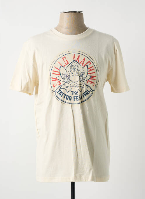 T-shirt beige SKULLS MACHINE pour homme