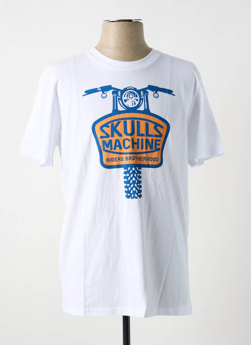 T-shirt blanc SKULLS MACHINE pour homme