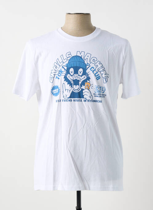 T-shirt blanc SKULLS MACHINE pour homme