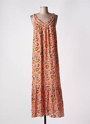 Robe longue imprimé fleurs sans manche orange LOLA ESPELETA femme
