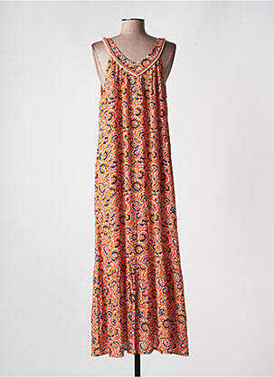 Robe longue imprimé fleurs sans manche orange LOLA ESPELETA femme