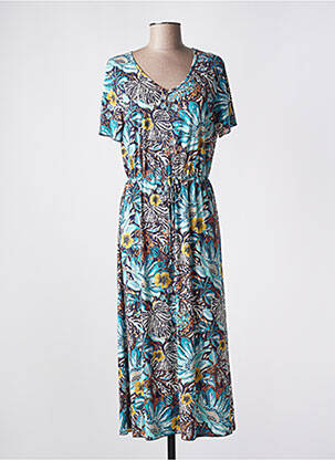 Robe longue manches courtes manches courtes bleu GRIFFON femme