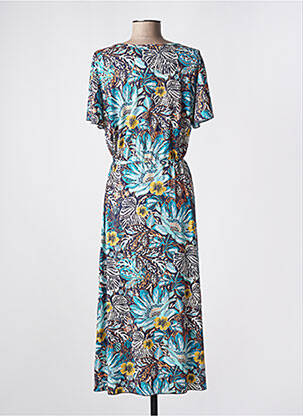 Robe longue manches courtes manches courtes bleu GRIFFON femme
