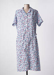 Robe mi-longue tissage crêpe manches courtes bleu GRIFFON femme