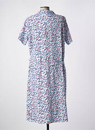 Robe mi-longue tissage crêpe manches courtes bleu GRIFFON femme