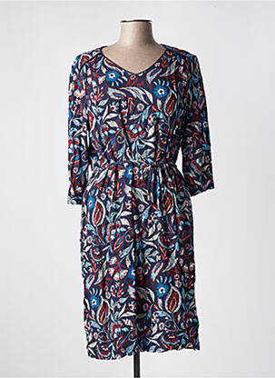 Robe mi-longue imprimé fleurs manches 3/4 bleu GRIFFON femme