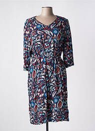 Robe mi-longue imprimé fleurs manches 3/4 bleu GRIFFON femme