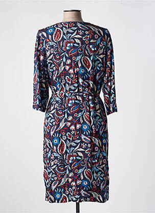 Robe mi-longue imprimé fleurs manches 3/4 bleu GRIFFON femme