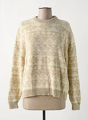 Pull resserrée sur le bas manches longues beige QUATRE VINGT JOURS femme