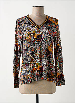 Top tissage jersey manches longues marron GRIFFON femme