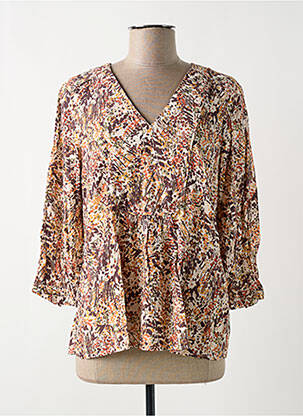 Blouse imprimé fantaisie manches 3/4 orange JULIE GUERLANDE femme